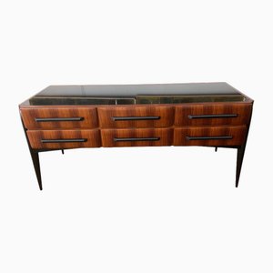 Chest of Drawers in Rosewood and Black Glass, Italy, 1950s