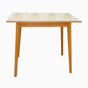 Mesa de cocina de madera y resopal blanco, años 50