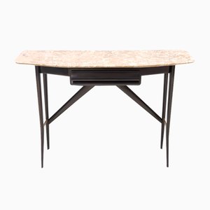 Ebonized Beech Console Table with Lumachella Marble Top, Italy, 1950s