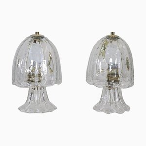 Lampes de Bureau Vintage en Verre de Murano Transparent, 1940s, Set de 2