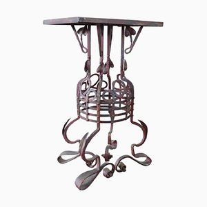 Early 20th Century Art Nouveau Wrought Iron Pedestal Table