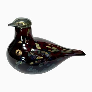 Ruby Bird Mouth-Blown Glass Art Bird Figure by Oiva Toikka for Iittala, Finland, 1990s
