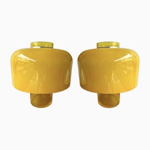 Italian Yellow Murano Glass Lt226 Table Lamps by Carlo Nason for Mazzega, 1970s, Set of 2