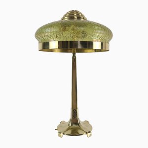 Lampada da tavolo Art Nouveau viennese con paralume Palme & König, fine XIX secolo