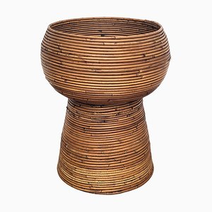 Italian Bamboo and Rattan Vase, 1960s