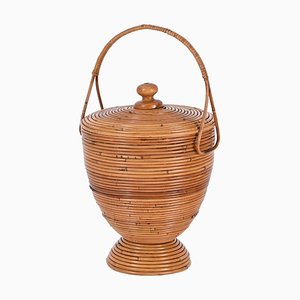 Mid-Century Basket in Rattan and Wicker from Vivai del Sud, Italy, 1970s