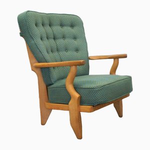 Vintage Armchair in Light Oak by Guillerme Et Chambron