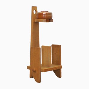 Vintage Smoking Stand in Light Oak by Guillerme Et Chambron