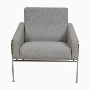 Airport Lounge Chair in Grey Hallingdal Fabric by Arne Jacobsen for Fritz Hansen, 1960s
