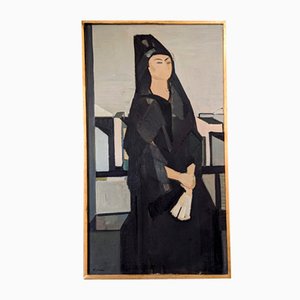 The Prioress, 1950s, Oil on Canvas, Framed
