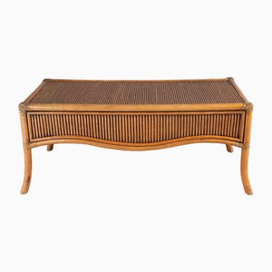 Large Mid-Century Rectangular Reeded Bamboo Coffee Table in the style of Vivai Del Sud, 1970s