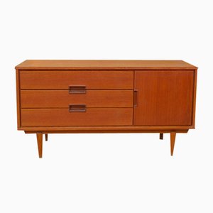 Small Vintage Low Teak Cabinet with 2-Drawers and Door, 1960s