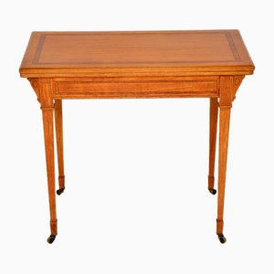 Antique Edwardian Inlaid Satinwood Card Table, 1910s