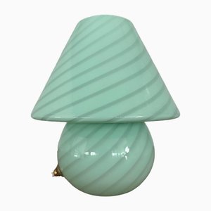 Green Swirl Murano Glass Mushroon Table Lamp, 1980