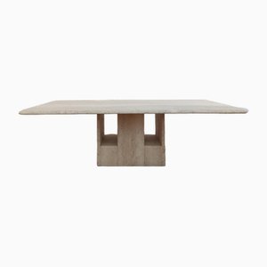Tavolino da caffè rettangolare scultoreo in travertino di Claude Berraldacci