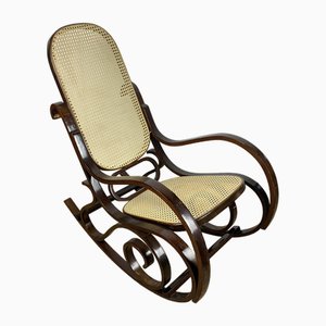 Wood and Cane Rocking Chair, 1970s