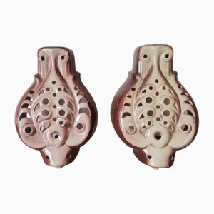 Eastern European Brown Terracotta Ceramic Wall Lamps, 1998, Set of 2