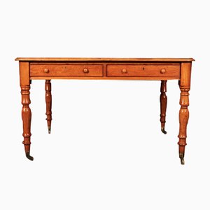 Victorian Satinwood Partners Writing Table, 1850s