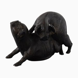 Italienischer Künstler, Zwei Schweine, Bronze, 20. Jh.