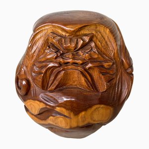 Statuetta Taishō Keyaki Daruma in legno, Giappone, anni '20