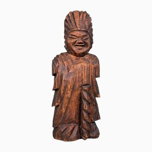 Tallado en madera de Taisho God of Protection Inami, Japón., Años 20