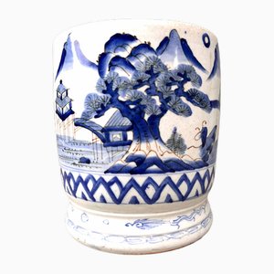 Meiji Period Hand-Painted Japanese Porcelain Hibachi, 1890s