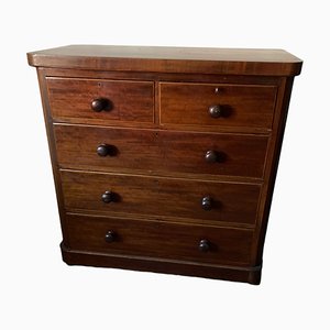 Large Late 19th Centrury Mahogany Two Over Three Chest of Drawers with Key