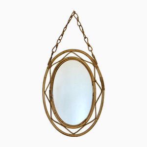 Bamboo Oval Mirror, 1970s