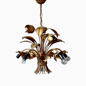 Lámpara de araña Regency en color dorado de metal, años 60