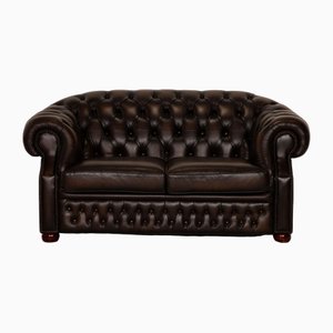 Centurion Chesterfield Leather Two Seater Brown Sofa Couch
