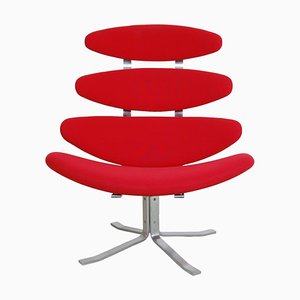 Corona Chair in Red Fabric by Poul M. Volther