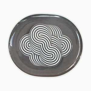 Studio Line Geometric Ceramic Wall Plate attributed to Natale Sapone for Rosenthall, 1972