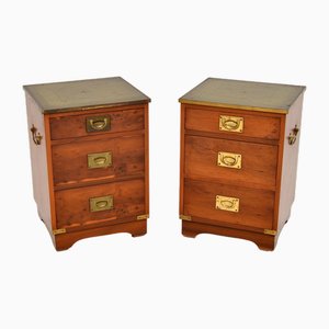 ew Wood Military Campaign Bedside Chests, 1950s, Set of 2