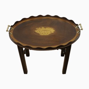 Georgian Style Inlaid Butlers Tray on Stand, 1890s, Set of 2