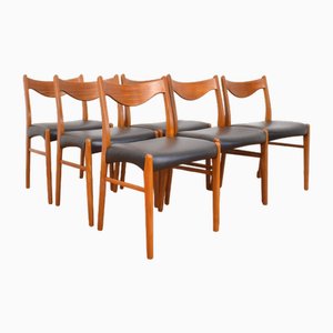 Mid-Century Danish Teak and Leather Dining Chairs by Arne Wahl Iversen for Glyngøre Stolefabrik, 1960s, Set of 6
