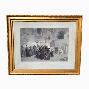 Alexandre Bida, Gli ebrei davanti al muro di Salomone, Incisione, XIX secolo, Con cornice