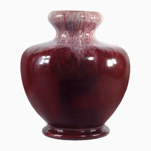 Grand Vase en Céramique Vernie de Faïencerie De Thulin, 1930s