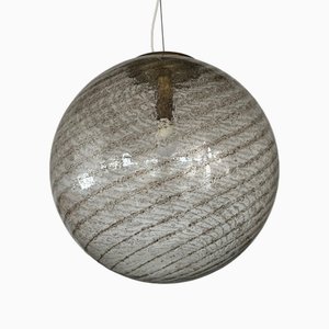 Lámpara de suspensión esférica grande de cristal de Murano, años 60
