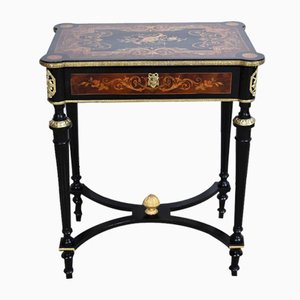 Small Louis XVI Style Darkened Pearwood & Thuya Burl Side Table, 19th Century