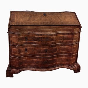 Venetian Walnut and Burl Walnut Paved Flap Secretaire with Wavy Front, 1700s