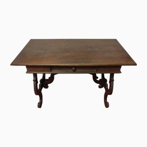 Table Style Fratino Toscane Début du 20ème Siècle en Noyer avec Pieds Lyre