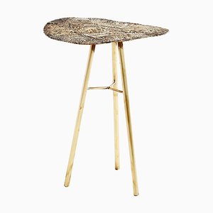 Brass Hand-Sculpted Side Table by Samuel Costantini