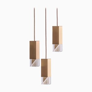 Lamp One Trio Chandelier in Brass by Formaminima