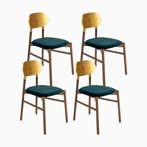 Bokken Upholstered Chairs in Canaletto & Gold, Blue by Colé Italia, Set of 4