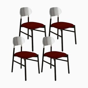 Bokken Upholstered Chairs in Black & Silver, Rosso by Colé Italia, Set of 4