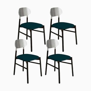 Bokken Upholstered Chairs in Black & Silver, Ottanio by Colé Italia, Set of 4