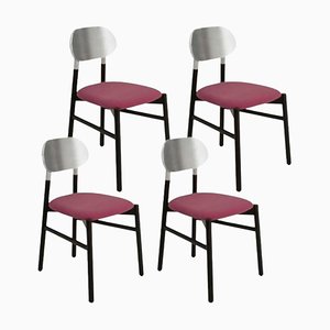 Bokken Upholstered Chairs in Black & Silver, Malva by Colé Italia, Set of 4