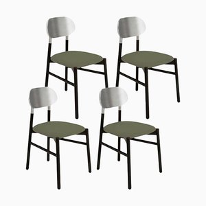 Bokken Upholstered Chairs in Black & Silver, Grigio by Colé Italia, Set of 4