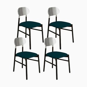 Bokken Upholstered Chairs in Black & Silver, Blu by Colé Italia, Set of 4