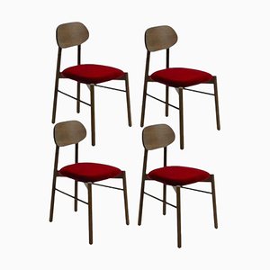 Gepolsterte Bokken Stühle in Caneletto, Rot von Colé Italia, 4er Set
